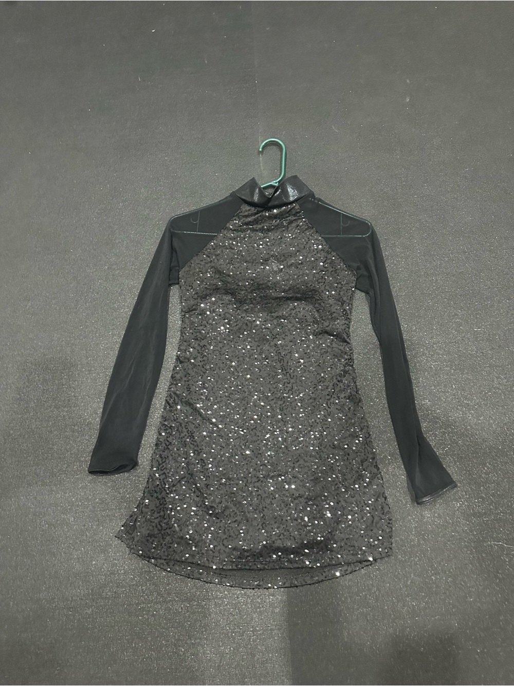 Weissman Black Sequin Long-Sleeve Dance Dress